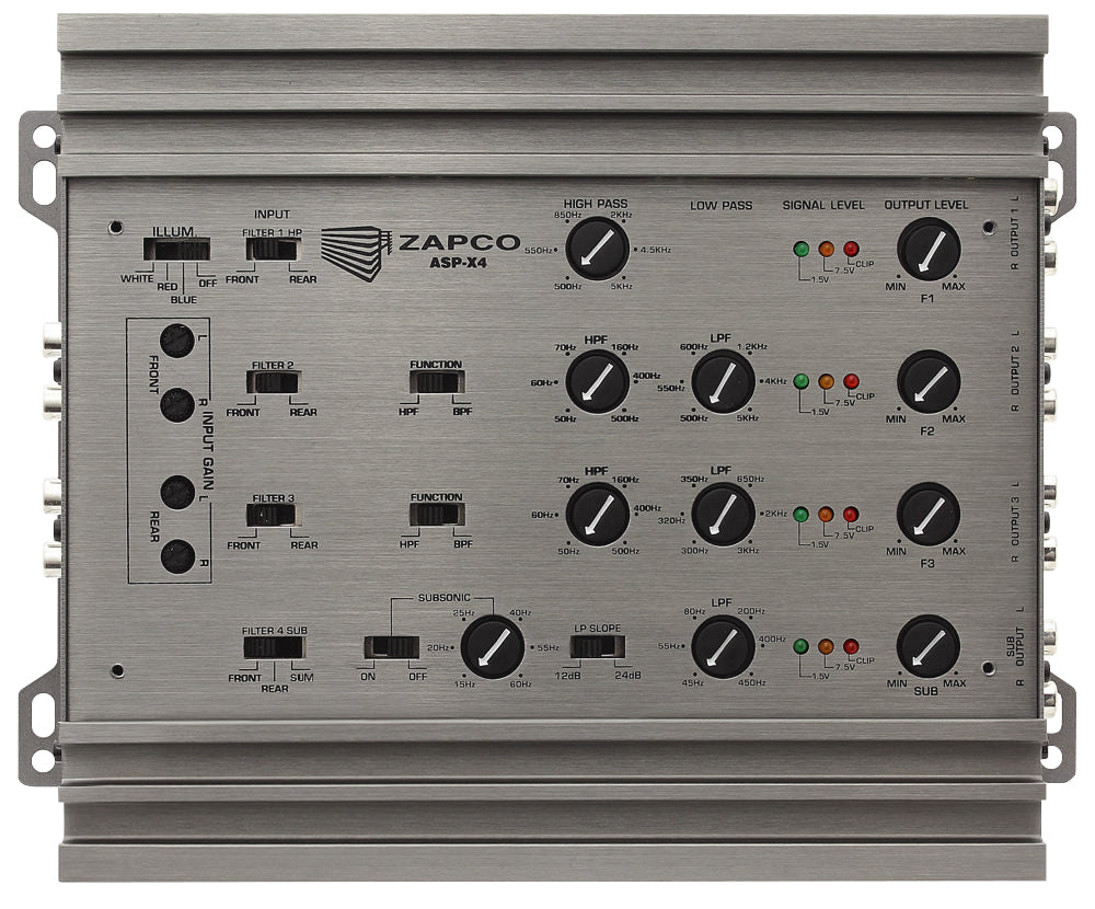 ASP-X4 | Zapco ASP Series 2/3/4-Way Electronic Crossover