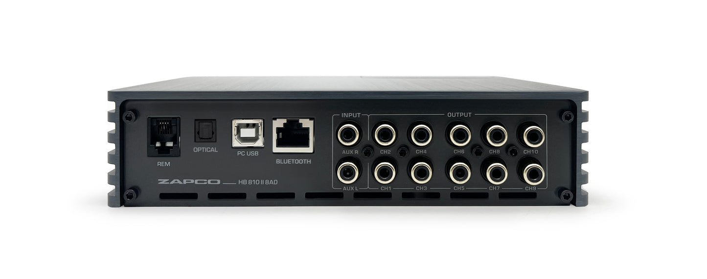 HB 810 II 8AD | Zapco Harmony HB II Series Integrated 10-Ch. DSP / 400 watt 4-Ch. (AB) + 600watt 4-Ch. (D) Amplifier